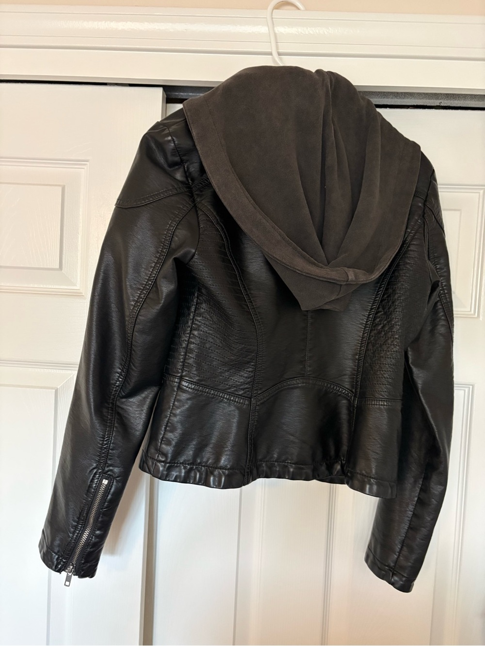 Free People Cleo Jacket Black Vegan Leather Motorcycle Jacket Size 4 - Picture 8 of 8